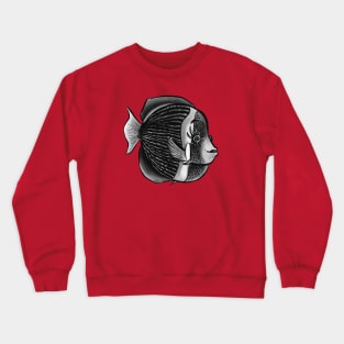 Cute Fish With Eyelashes Black And White Digital Ink Crewneck Sweatshirt